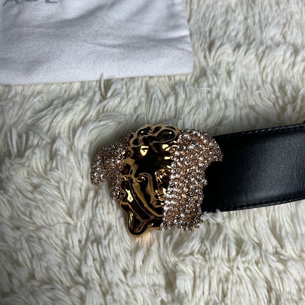 Versace Black and Gold/Crystal Men’s Belt
